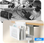 MAXECHO Desk Side Storage, Under Desk Laptop Mount, Table Side Hanging File Organizer, No Drill Clamp On Cable Management Tray, Laptop Holder with Magnetic Pen Holder for Office and Home, Load 22 Lbs - Image 6