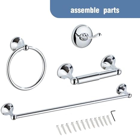 Classic Bathroom Hardware Accessory 4-piece Set,Chrome - Image 7