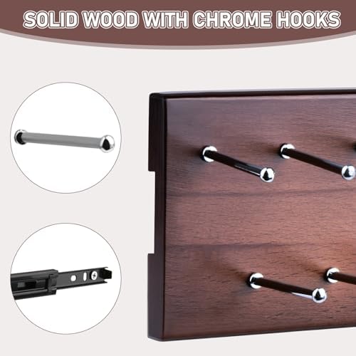 Pull Out Tie Rack for Closet, Wood Sliding Belt Rack with 21 Tie Hanger - Image 3