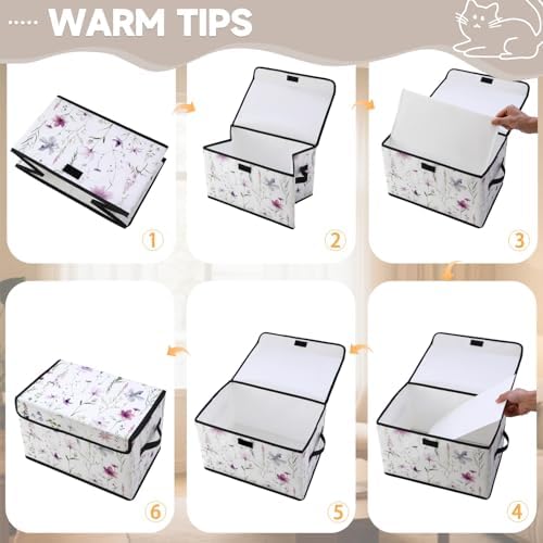 Stackable Storage Bins with Lids,Closet Organizers Fabric Box for Home and Office,Blanket Clothes Organizers,Under Bed Storage Containers 3 Pack - Image 3