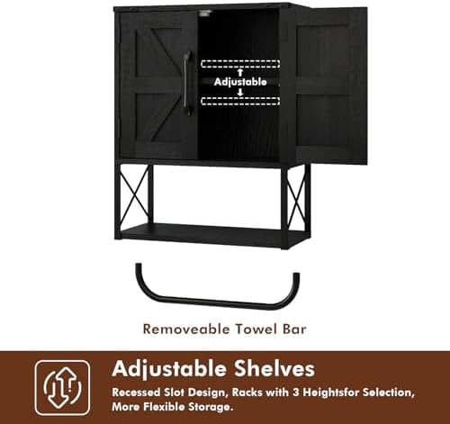 RUSTOWN Farmhouse Medicine Cabinet with 2 Barn Door, Bathroom Wall Cabinet - Image 7