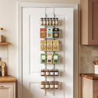 6 Tier Over the Door Pantry Organizer, Foldable Metal Over the Door Hanging Spice Rack with 6 Baskets, Adjustable No Drill Hanging Storage Rack for Kitchen, Bedroom, Laundry, Bathroom, White - Image 5
