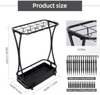 15 Slot Umbrella Stand with 8 Hooks – Heavy Duty Metal Indoor Umbrella Rack Holder with Removable Drip Tray – Large Commercial Entryway Organizer for Office, Lobby or Home - Image 3