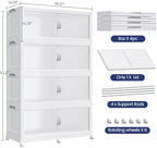 1280QT Extra Large Stackable Storage Bins with Lid, 320Gal Plastic Closet Organizers and Storage Drawer, Collapsible Cabinet Box with Wheels Clear Doors for Home Kitchen Office, 4Pack White - Image 2