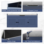 40" Storage Bench - Entryway Shoe Bench with 3 Doors and Top Storage Area, Multifunctional Entryway Bench with Lift Top Cushion, Shoe Storage Bench for Bedroom, Living Room, Navy Blue - Image 6