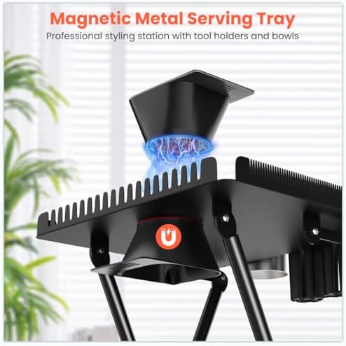 TASALON Professional Hair Styling Station Cart, Metal Rolling Hair Stylist Cart with 2 Magnetic Hair Color Bowls, Salon Trolley with Tool Holder and Hair Extension Stand for Hair Salon Stations - Image 2