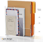SANRUI 4 Pack Vertical File Holder, Acrylic Desk Organizer Magazine File Sorter for Magazines, Binders, Notebooks, Envelopes, Multi-purpose Clear Document Organizer Rack - Image 3