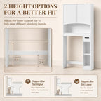 VINGLI Over-the-Toilet Storage Cabinet, 31.5" W White Bathroom Space Saver with Fluted Curved Doors, Adjustable Shelf, Reversible Side Shelving, Toilet Paper Holder and Anti-Tip Kit - Image 4