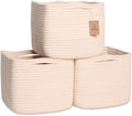 NaturalCozy Storage Cubes 9”x9”x7”Cotton Rope Woven Baskets for Organizing 3-Pack | 9 Inch Cube Storage Bin | Small Basket for Shelf Nursery, Pantry, Decorative Plant, Bathroom Closet, Toy Gift by NaturalCozy