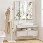 Wooden Coat Rack Freestanding with Stable Square Base,White - Image 3