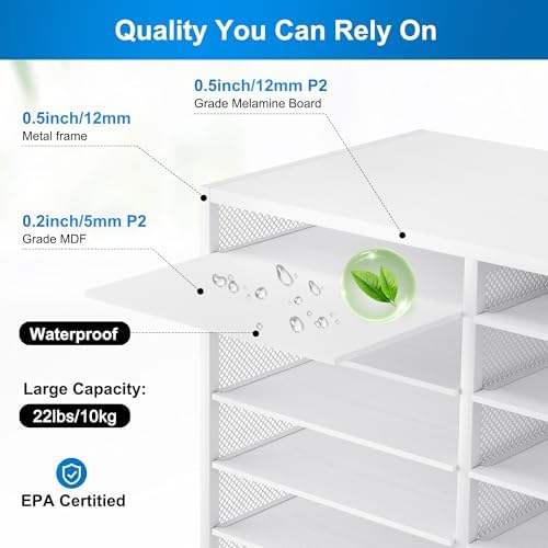 Mail Sorter Adjustable Countertop Mail Holder, Heavy Duty Literature Organizer, Student Mailbox for Classroom, Desktop Bill Paper Organizer for Office Home School, 27 Compartments, White - Image 7