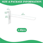 40Pcs 8" Gridwall Display Hooks Assortment Set, White Metal Grid Wall Panel Hanging Display Hook for Garage Shop Retail Storage, Wire Diameter 5mm/ 0.2” - Image 2