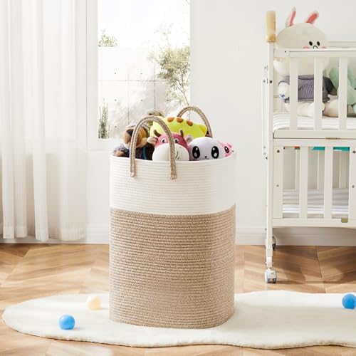 Laundry Basket,Woven Cotton Rope Laundry Hamper,Versatile Storage for Dirty Clothes,Baby Toys,and Blankets in Bathroom, Nursery,and Living Room (Brown, 100L) - Image 6