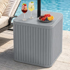 BoYata Outdoor Umbrella Side Table, 2-in-1 Patio Table with Umbrella Hole by Boyata
