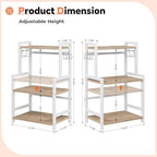 Kitchen Countertop Organizer, 3 Tier Large Spice Rack Organizer with Adjustable Shelf and 5 Hooks, Wooden Counter Organizer, Countertop Shelf Microwave Stand for Kitchen Coffee Bar, Light Coffee - Image 7