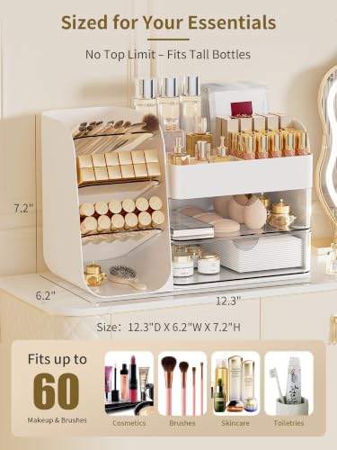 Booklov Small Makeup Organizer for Vanity Countertop, White - Image 2