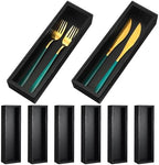 Uiifan Bamboo Drawer Organizer Black 10 x 3 x 2'' Stackable for Kitchen by Uiifan