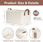 CHICVITA 30L Large Fabric Closet Baskets for Shelves, 4Pack, Beige - Image 4