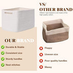 Storage Baskets for Organizing, 4 Pack Baskets for Shelves, Decorative Storage Bins for Shelves, Cotton Rope Storage Basket with Handles, Woven Basket for Storage, 13''Lx8.7''Wx7.9''H, White - Image 4
