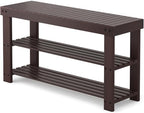 Sweetcrispy 3-Tier Shoe Rack Bench for Entryway, 35 Inches, Brown by Sweetcrispy