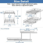 2 Tier Individual Pull Out Cabinet Organizer 15½" W x 21½" D, Heavy Duty Cabinet Pull Out Shelves, Slide Out Drawers Organization for Kitchen Cabinets Bathroom - Image 3