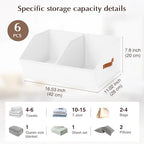 Homsorout Closet Organizers and Storage Bins - 6 Pack Collapsible Divided Trapezoidal Cube Storage Bins Baskets with Orange Handle for Organizing Clothes Blankets, Toys, Books, Towels(White) - Image 2