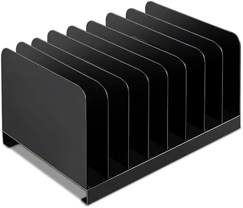 Suzile Metal Desktop File Organizer, 8 Compartment, Vertical File Sorter by Suzile