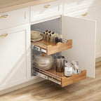 OCG Pull Out Cabinet Organizer 14" W x 21" D, 2 Tier Slide Out Shelf, Heavy-Duty Pull Out Drawer for Cabinets, Base Cabinet Organization for Kitchen, Pantry, Bathroom - Image 5
