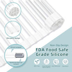 Ohuhu Over Sink Dish Drying Rack, 17.6" W x 15.4" L Roll Up Dish Racks Kitchen Sink Organizer Silicone Wrapped Large in Sink Dish Drying Rack Foldable Rolling Drain Mats Anti-Slip - Image 4