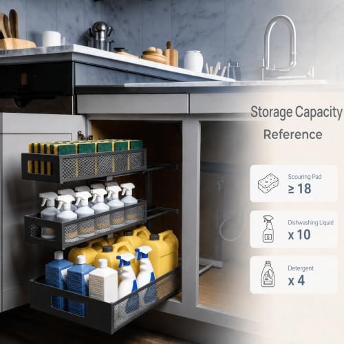 3-Tier Under Sink Organizer, Pull-Out Drawers, 2-Pack Black - Image 4
