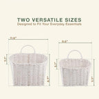84ECO Set of 2 White Woven Paper Rope Hanging Baskets for Organizing, Front Door, Mail, Flowers - Image 7