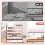 Daltack 6-Tier Paper Organizer for Desk with Handle, Rose Gold, 2 Pack - Image 7