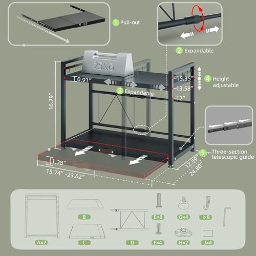 NETEL 2 Tier Expandable Microwave Stand countertop,Microwave Oven Rack - Image 3