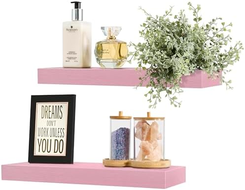 Sorbus 16 Inch Floating Shelves for Wall (2 Pack, Pink) - Image 7