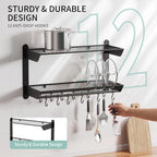 SUNTECH 31 Inch Pot Rack Wall Mounted, 2-Tier Wall Organizer for Pans, Pot - Image 3
