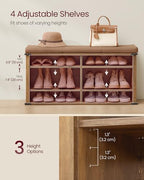 VASAGLE Shoe Storage Bench with Removable Cushion, Adjustable Shelves - Image 5