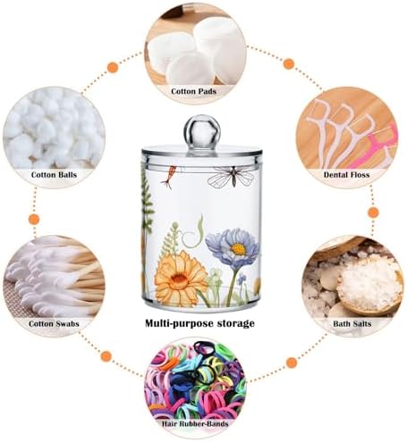 4 Pack Qtip Holder Dispenser with Lids,Storage Containers,Bathroom Canisters Organizer for Cotton Ball,Cotton Swab,Cotton Round Pads,Floss 21214444 - Image 3