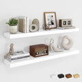 Dreamland 36Inch Floating Shelves for Wall, Rustic Wooden White Floating Shelves for Bathroom|Bedroom|Kitchen, Deep Wall Mounted Book Shelf, Wood Storage Display Shelf for Home Decor, Set of 2 by Dreamland