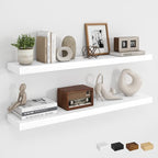 Dreamland 36Inch Floating Shelves for Wall, Rustic Wooden White Floating Shelves for Bathroom|Bedroom|Kitchen, Deep Wall Mounted Book Shelf, Wood Storage Display Shelf for Home Decor, Set of 2 by Dreamland