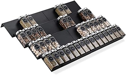 Mulush Metal Spice Rack Tray - Spice Drawer Organizer for Kitchen Cabinets Storage and Organization (Jars Not Included) by Mulush