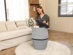 26"x20" Extra Large Tall Woven Laundry Basket with Lid, Cotton Rope Blanket Storage Basket, Freestanding Decorative Bin for Bedroom Living Room, Navy Blue Mix - Image 7