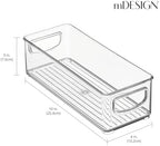 mDesign Small Plastic Office Storage Container Bins with Handles for Organization in Filing Cabinet, Closet Shelf, or Desk Drawers, Organizer for Notes, Pens, Pencils, Ligne Collection, 6 Pack - Clear - Image 3