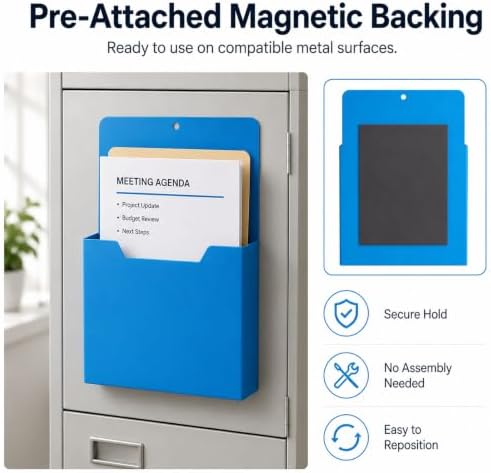 Magnetic File Holder, A4 Wall Organizer for Classroom Whiteboards (8PCS) - Image 3