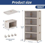 SAILUN Stackable Storage Bins with Lid, 188QT 4 Pack Beige - Image 2