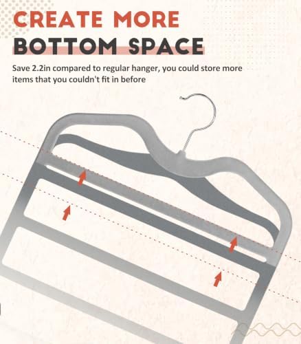 Pants Hangers Space Saving,5 Pack 5 Tier Velvet Short Neck Pants Hangers - Image 5