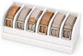 MinBoo Bamboo Belt Rack, 6-Compartment Belt Organizer and Displayer for Closet and Drawer, Men and Women (White) by MinBoo
