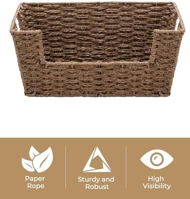 StorageWorks Pantry Baskets for Shelves, Wicker Baskets, Brown Paper Rope - Image 3