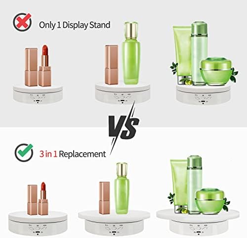 Remote Motorized Rotating Display Stand Turntable with Rechargeable Battery Motorized Lazy Susan with 5.74/7.08/8.66 inch Replacement Cover 3 in 1 for Photography Products and Shows (White) - Image 5