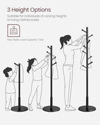 VASAGLE Solid Wood Coat Rack, Free Standing, 8 Hooks, 3 Height Options - Image 5
