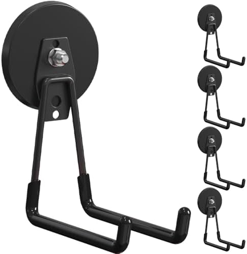 4 PCS Large Strong Magnetic Hooks Heavy Duty, 3.5in Ndfeb Magnet with Hooks, Heavy Duty Storage Utility Magnetic Holder, Magnetic Storage Hooks with Anti-Slip Coating for Indoor Outdoor Garage Hanging by AIYOTAR